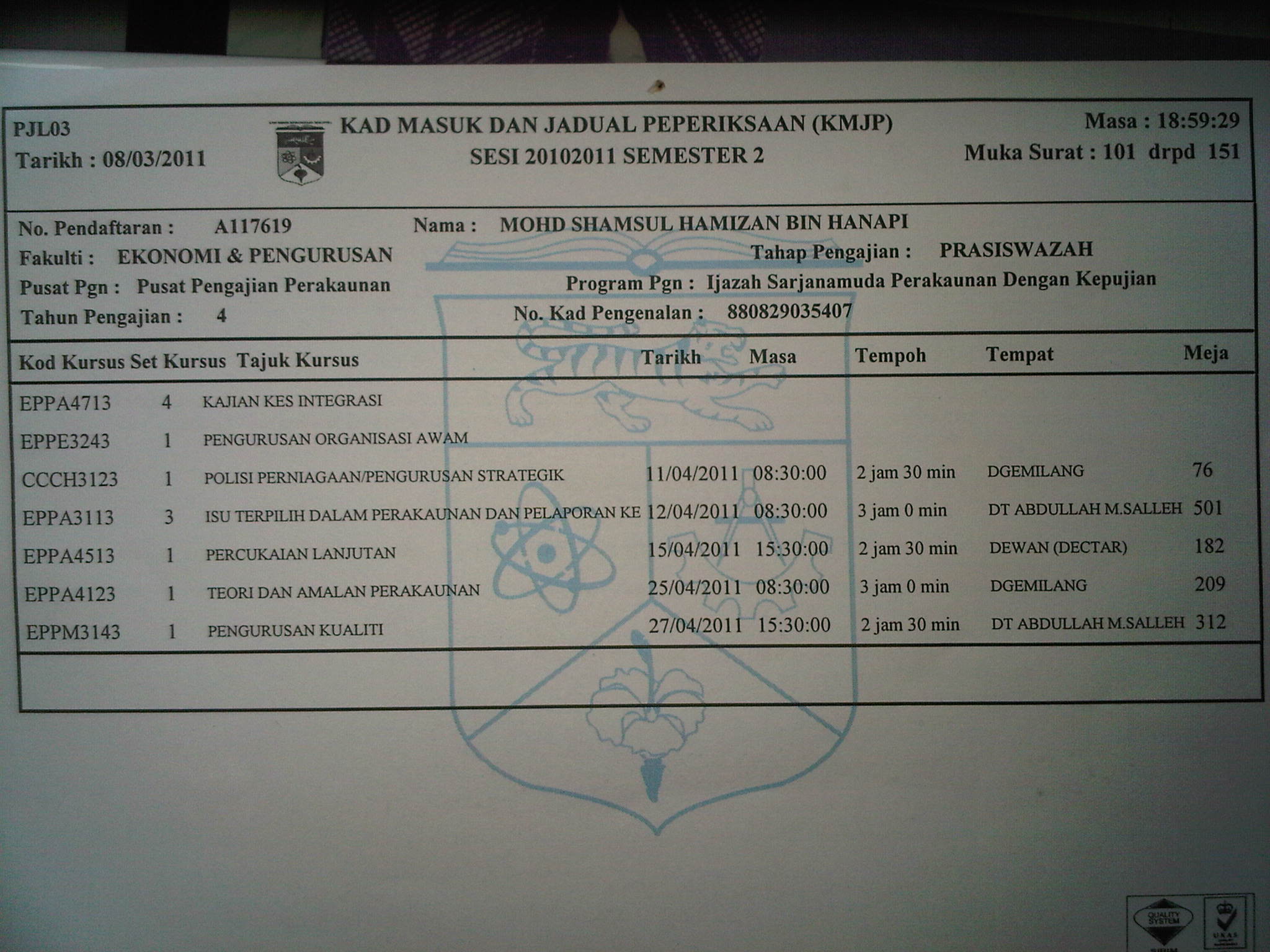 Final Exam Semester II 2010/2011!